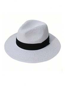 Summer Foldable Panama Hat, European And American Style Sun-Shading Jazz Hat, Outdoor UV Protection Beach Straw Hat, Versatile & Unique