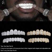 THATBOY [Ornamentos de Dentes de Punk Hip Hop] 2 peças/Conjunto Aparelho de Dentes de Punk Hip Hop com Dez Dentes - Ornamento de Dentes para Vestimenta Corporal