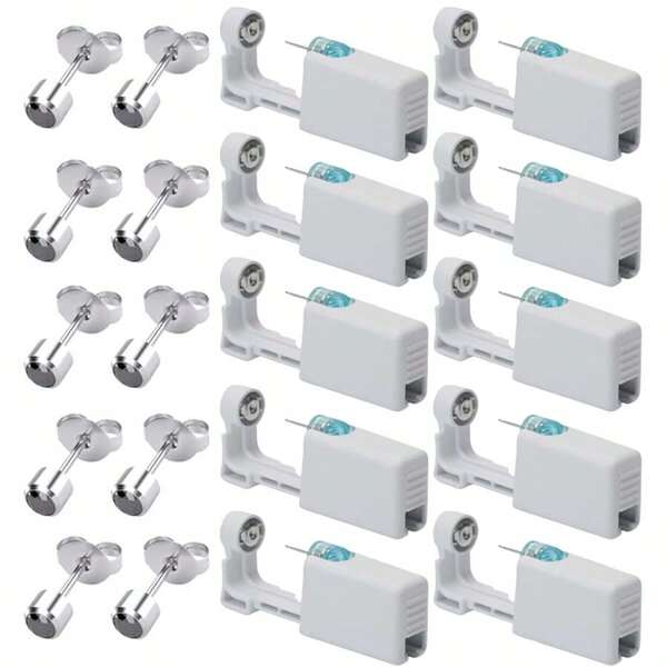10pcs Disposable Ear Piercing Gun With Built-In Ear Studs-Sterile Second-Generation Ear Piercing Device Ear Piercing Kit
