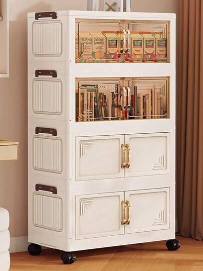 5/4/3/2/1 niveaux Armoire pliable sans assemblage requis, Cabinet de rangement épais pour chambre à coucher, maison, bébé, enfants