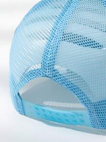 1 Pc Unisex White Line Bear Pattern Outdoor Casual Adjustable Breathable Baseball Cap Trucker Hat - Sky Blue - View 3