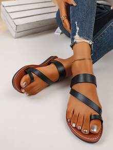 Damen Sommer Neue Mode Lässig leichte Zehentrenner, geeignet für Büro, Pendeln, Outdoor, Zuhause, Einkaufen - Schwarz - Übersicht 5