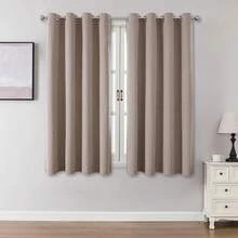 1pc/2pcs 100% Blackout Curtains, Linen Texture, Multiple Size Options For Bedroom, Living Room, Dining Room Or Home Theater Use. Comes With Curtain Rings.,Fall Decor,Autumn Decor,Room Decor