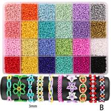 1 caja de cuentas de semilla de laca sólida de 3 mm / 4 mm, 24 colores de cuentas de semilla para hacer pulseras, cuentas para pulseras de la amistad para niñas y adultos, cuentas pequeñas para manualidades de joyería DIY