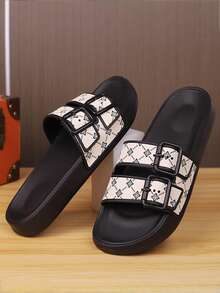 Summer Large Size 39-47 Men's Slippers Outdoor Comfortable Men's Casual Shoes Lightweight Anti Slip Home Slippers Wear-Resistant Breathable Men's Sandals Outdoor Daily Wear Men's Shoes(Asymmetrical Pattern) - White - View 1