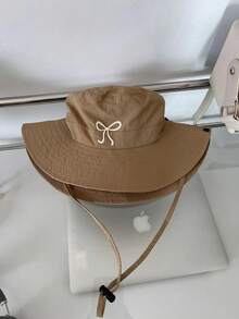 Bowknot Decor Sun Protection Hat, Versatile Outdoor Hiking Cap For Women, Chic Breathable Fabric Sun Hat, Bucket Hat