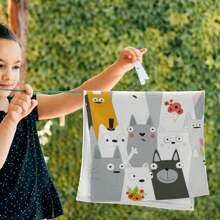 2pc Cartoon Funny Cats 2 Pcs Towel Soft Washcloth Hand Towel For Bathroom Home Decor