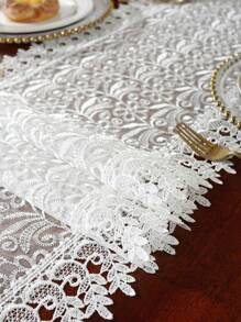 100% Polyester Fabric, Fully Embroidered Khaki Table Runner/Runner, Embroidered Craftsmanship, Suitable For Dining Table, Desk, Coffee Table, Vanity, Home Decor, Seasonal, Indoor & Outdoor, Parties, Weddings, Gatherings, 1pc