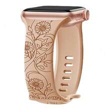 Silikon Armband mit Blumengravur kompatibel mit 44mm 42mm 41mm 40mm 45mm 49mm Series 9 8 7 SE 6 5 4, Ultra weich, langanhaltend, Modezubehör