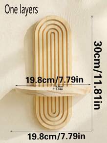 1pc Bohemian Style Decorative Wooden Shelf, Wall Mounted Storage Rack For Living Room, Bedroom, Bathroom, Suitable For Display & Plants Decor