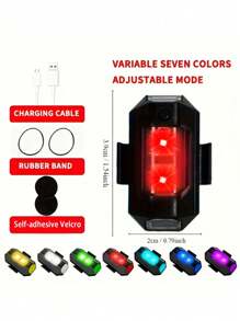 1pc Rechargeable 7-Color LED Flashing Warning Light, Motorcycle Night Riding Light, Multiple Lighting Modes, Suitable For Motorcycle, Car, Bicycle, Drone, Helmet Night