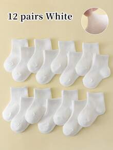 10 双白色婴儿/幼儿袜子，无束缚，适合春夏季