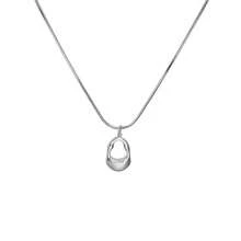 1pc Fashion Versatile Minimalist Hollow Water Drop Titanium Steel Necklace - Silver - View 5