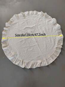 1pc Plain Lotus Edge Round Tablecloth, Suitable For Festivals, Daily Use, Gatherings, Decoration