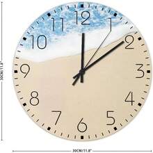 Wood Wall Clocks Analog Round Non-Ticking Beach Scene Ocean Theme Sea Beautiful Wall Clocks Nautical Seaside Seashore Painted Home Decoration For Warehouse Kitchen Garden 12 Inch - Kiểu 4 - Xem 6