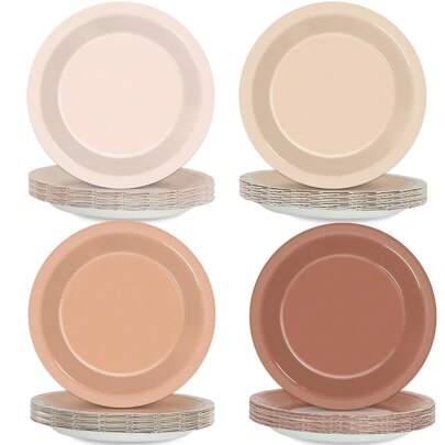 10/20/40pcs,Brown Theme Birthday Party Paper Plates,Napkins For Boho BabyShower Party Supplies 7" Brown Gradient Color Round Birthday Party Disposable Plates For Farmhouse Wedding Party Decorations