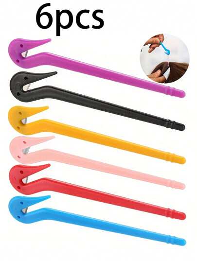 6 Stücke Einweg-Haarverflechtungswerkzeug-Set mit Gummibandzerschneider - Einfaches DIY Haarstyling Zubehör geeignet für alle Haartypen, enthält 6 farbige Gummibänder (rot, blau, pink, gelb, lila, schwarz) - ideal für Zöpfe und Pferdeschwänze, Haarpflege-Must-Have | Süßes Clip Design | Robuste Clip Struktur