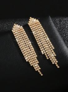1 Par de Pendientes Vintage con Borlas Brillantes, Cristales y Decoración de Cristales Brillantes, Adecuados para Bodas, Graduaciones y Fiestas