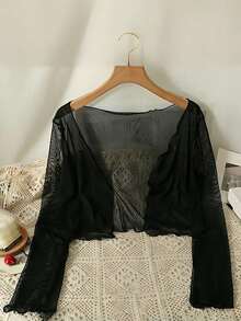 1pc Chiffon Cropped Cover Up Shrug, Sheer Cover Up For Summer Dresses, Lightweight And Airy - Multicolor - View 9