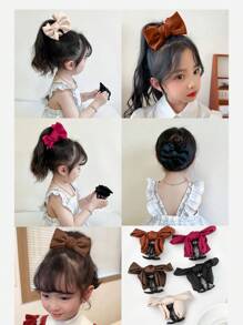 1 pieza Accesorio para el cabello con clip de mariposa y lazo caramelo para niñas de regreso a la escuela