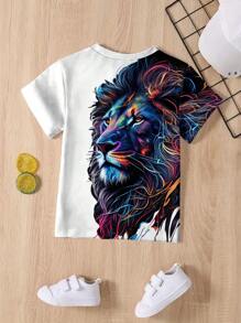 Camisetas de manga corta con cuello redondo y gráficos de dibujos animados, casuales y de moda, ropa activa para niños, adecuada para uso al aire libre en todas las estaciones, producto talla grande vendido