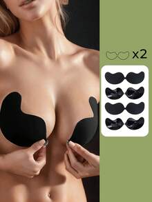 1/2/4 件粘性硅胶露背聚拢文胸，可重复使用，前扣式文胸，丰胸 - 透气亲肤罩杯，适合 A-D 罩杯，深 V 露背连衣裙 - 彩色 - 查看 20