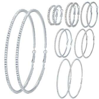 1 paire de boucles d'oreilles créoles en strass exagérées, boucles d'oreilles en cristal pavé super larges de 3 cm à 10 cm