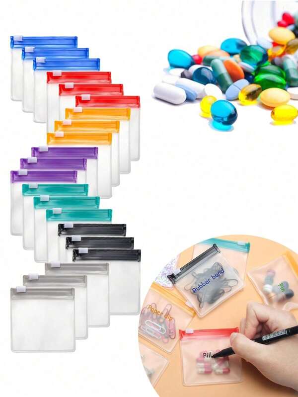 7 Stücke tragbare Reißverschluss Medizintaschen, wiederverwendbare Medizinkoffer zum Aufbewahren von Pillen/Tabletten, wasserdichter Verschluss, Boho Vibes