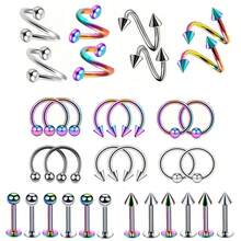 S-Shaped Stainless Steel Stud Earrings, Lip Rings, Nose Rings, Y2K Geometric Titanium Steel Lip Rings, Body Piercing Jewelry - Piercing Jewelry - View 10