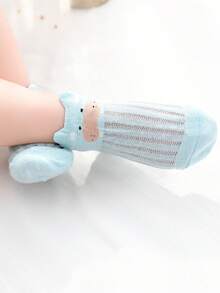 5 Pairs Cartoon Animal Ear Decor Mesh Children Socks, Breathable & Comfortable Short Socks For Girls Leisure Daily Wear, Summer Thin - Multicolor - View 5