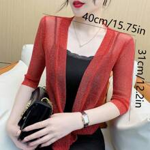 1pc Women Sheer Mesh Cover Up Bolero, Lightweight Short Jacket, Versatile Summer Covering For Dresses
