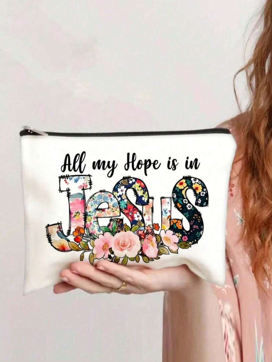 Inspirational "God Said You Are" Cosmetic Bag - Floral Bible Verse Makeup Pouch, Great For Christian Gift, Encouragement, Affirmation, Toiletry Bag, Friend Gift Graduation - Multicolor - View 1