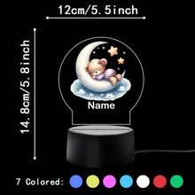 1 szt. Spersonalizowana nazwa z kreskówkowym misiem śpiącym na księżycu. Kreatywny prezent. Iluzja światła 3D. Lampka nocna LED. Ciepłe światło. Prezent urodzinowy. Prezent świąteczny. Dekoracja. Lampka nocna na biurko. Spersonalizowane prezenty. Wystrój pokoju. Wystrój domu. Wystrój jesienny. Dekoracje świąteczne. Zabawki. Spersonalizowane rękodzieło. Szykowna jesień. Dom i styl życia. Świąteczna atmosfera w domu. Jesienne odświeżenie domu. Dekoracje świąteczne. Harmonia w domu.