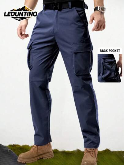 LEDUNTINO [Wiosna/Lato] Męskie spodnie na co dzień na zewnątrz, zapinane na suwak, Sport, Piesze wycieczki, Jednolity kolor, Prezent dla męża/chłopaka, Męskie spodnie na wiosnę i jesień, Wielokieszeniowe, Kemping, Spodnie wspinaczkowe