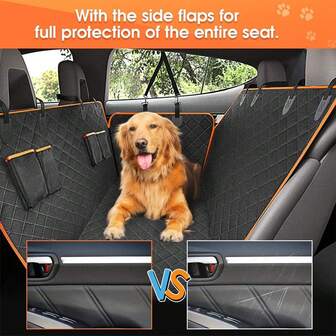 Dog Car Seat Cover For Rear Seat,Waterproof Seat Protector Scratch Resistant Pet Hammock With 4 Pockets Side Flap,Washable Non-Slip Rear Seat Protection For Cars Trucks And SUVs