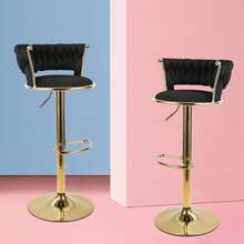 Nalupatio Bar Stools 2-Piece Set, Low Back Counter Height Bar Stools, Dutch Velvet Adjustable Height Bar Stools, 360° Swivel, Suitable For Bars, Homes, Offices, Cafes - Black - View 5