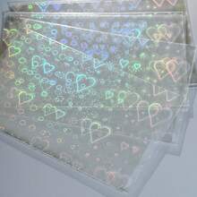 50pcs Transparent Double-Sided Love Flower Pattern Card Film, Shining Love Card Film Back To School - Clear - View 4
