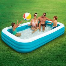 10ft Family Inflatable Swimming Pool, Rectangular, Age 6 & Up, Unisex - Blue - View 5