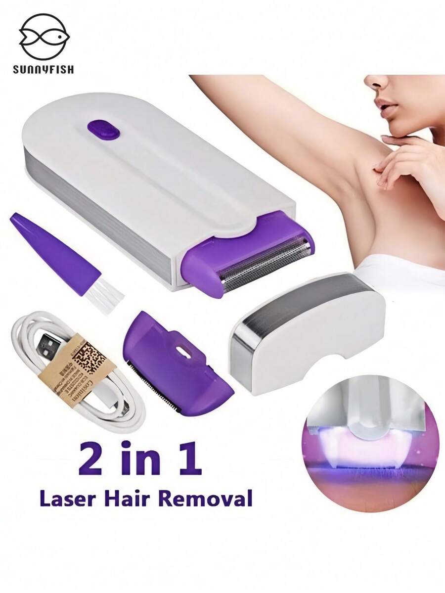 Rechargeable Electric Epilator For Women/Men, Facial And Body Hair Remover. - Màu tím - Xem 1