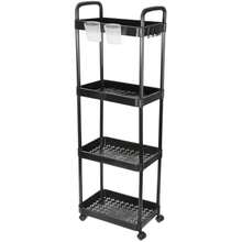 Sourcing Map Slim Storage Cart 4 Tiers Bathroom Storage Organizer Rolling Utility Cart Mobile Shelving Unit Slide Out Storage Cart For Bathroom Kitchen Black - Black1 - View 1