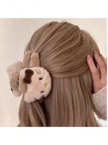 Sanrio 1PC Pink Accessories Hello Kitty Cat Hair Claw With Bow Details Cute Cartoon Family Birthday Gift For Friends Best Gift Perfect Gift Mother's Day Gift