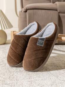 Men's Winter Thermal Slippers, Thermal Lined Indoor Non-Slip House Shoes With Soft Sole, Cozy Plush Bedroom Slippers For Home Comfort - Coffee Brown - View 5