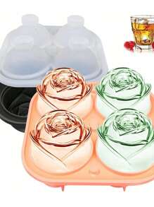 1 pieza Molde de silicona con forma de rosa para hacer cubitos de hielo, helados creativos DIY