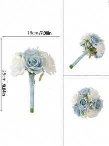 1 Piece Of New Wedding Artificial Bride Bouquet In Blue For Bridesmaid Summer Birthday Gifts Beach Back To School School Supplies Room Decor