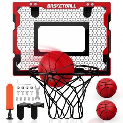 Dreamon Canestro da basket da interno per bambini, regalo per bambini di 6-8-10 anni, mini canestro da basket per camera con 2 palloni da basket, set di canestri da basket giocattolo sportivo per uso esterno e interno.