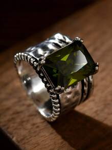 1pc Boho Style Vintage Silver Tone Women Wedding/Engagement Promise Ring, For Daily Wear