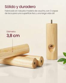 VASAGLE Perchero, Perchero de Madera Maciza, Perchero de Pie con 8 Ganchos para Abrigo, Sombrero, Bolso, Cartera, para Entrada, Pasillo, Ganchos y Mástil de Madera de Caucho,Rosa Jalea, Regalo de Navidad - Pink - Übersicht 2