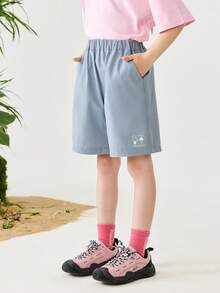 mini bala Boys' And Girls' Cool Feeling Four-Way Stretch Shorts Summer Breathable Shorts - Gray Blue - View 2
