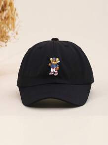 1pc Kids/Teens' Unisex Baseball Cap With Cute Bear Graphic, Stylish Sports Hat, Breathable, Adjustable, Suitable For Outdoor, Daily Wear, All Season, Gift