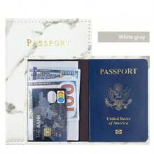 Marble Pattern Leather Passport Cover, PU Leather Passport Holder, Sewn Single Side Passport Case